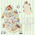 Cute panda kindergarten themed 3D DIY scene sticker set with 3 PET sticker sheets - DODO Bear Kindergarten