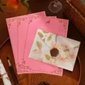 Elegant vintage embossed floral envelope and pink deer letter paper set with wax seal - Envelope + 3 Sheets of Pink Deer Letter Paper + 1 Wax Seal / 11x16cm / White