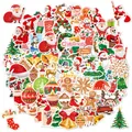 A diverse collection of colorful Christmas stickers featuring Santa, reindeer, and trees. - TT123