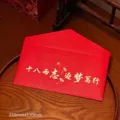 Red 18th birthday ceremonial invitation envelope with gold embossed text 220x110mm - Aspiration at Eighteen Style / Single Envelope