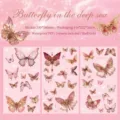 Kit d'autocollants papillon rose en PET avec finition or pour journal - 3 Feuilles / Papillon de Mer Profonde