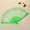 Elegante abanico plegable de encaje rosa verde para baile de dama o regalo de boda - Verde