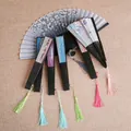 Traditional Chinese style folding hand fan with elegant colorful tassels bamboo dance fan - Shopkeeper's Random Mix