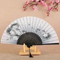 Chinese style folding fan vintage classical lotus design collapsible hand fan for women - Style 7