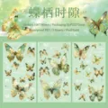 Autocollants papillon PET série Butterfly Time avec dorure pour le scrapbooking DIY - 3 Feuilles / Papillon se Reposant dans le Temps