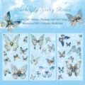 Blaue Schmetterlings-PET-Aufkleber mit Goldfolien-Muschellicht-Effekt für DIY-Journaling - 3 Blätter / Sternengalaxie Schmetterling