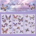 Traumhaftes lila und goldene Schmetterling PET Aufkleber Set mit holografischem Gold. - 3 Blätter / Glasierter Lichtschmetterling