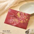 Elegant rose red envelope with gold floral embossing, 112mm x 160mm, vintage style - 112mmx160mm / Rose Red