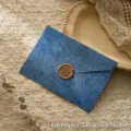 Enveloppe vintage bleu foncé à texture d'arbre avec sceau de cire bronze 'For You' - 1 Enveloppe + 1 Autocollant de Sceau de Cire / Bleu Foncé