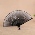 Chinese style folding fan women vintage black gradient bamboo fan dance Hanfu accessory - Style 10