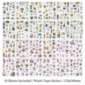 24 Blatt Vintage Washi-Papier Aufkleber Set für DIY Scrapbooking Journal 170x240mm - 24er Pack / Traumhafter Fantasiestil