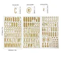 Pegatinas 3D de purpurina dorada, letras y números para decoración DIY y fiestas - Juego de Letras y Números / 3 Hojas / Dorado