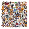 Detailed view of holographic Halloween stickers collection with spooky cartoon designs - Holographic Halloween Series (TT169) / Pack of 100