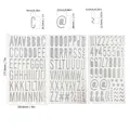 Pegatinas 3D de letras y números plateadas con purpurina para manualidades y DIY - Juego de Letras y Números / 3 Hojas / Plateado
