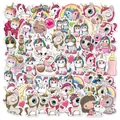 Vue détaillée de 50 autocollants de licorne imperméables pour valises et skateboards - Style Licorne Magnifique (TT127) / 50 Feuilles