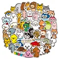 Lot de 50 autocollants d'animaux imperméables pour bagages ordinateurs et skateboards - Style Animaux Mignons (TT093) / 50 Feuilles