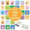 Set of 105 funny lunchbox joke cards and 120 colorful reward stickers for kids - Style 01 Lunch Box Note Cards