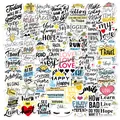 Set of 50 waterproof English inspirational stickers for laptop luggage and water bottle decor - Motivational Style A (TT062) / 50 Sheets