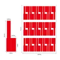 Detailed dimensions of red P-type waterproof cable labels on A4 sheet for identification - A4 Specification / 30Pcs Pack / Red