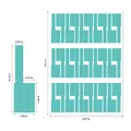 Cyan P-type waterproof self-adhesive cable labels on A4 sheet showing exact dimensions - A4 Specification / 30Pcs Pack / Sapphire Blue