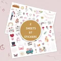 Comprehensive set of 97 German wedding planning stickers across 2 decorative sheets - German Wedding Style / 2 Sheets