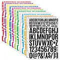 Set of 1 inch waterproof vinyl letter and number stickers in 10 assorted vibrant colors - 12 Sheets Pack / Multi-Color (TN Letter Stickers)