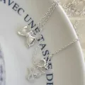Eleganter minimalistischer 925er Sterling Silber Halskette mit feinem Schleifenanhänger. - 3D-Schleife (XL2642)