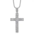 Primo piano della collana con pendente a croce ghiacciata con cristalli e catena box - Pendant Only (Without Chain) / Colore acciaio
