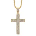 Dettaglio ravvicinato di un ciondolo a croce in acciaio inossidabile placcato oro con strass - Pendant Only (Without Chain) / Oro