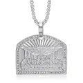 Gros plan détaillé du collier avec pendentif La Cène en acier inoxydable glacé - Pendentif Seul (Sans Chaîne) / Argent Grand