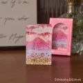 Kühlschrankmagnet aus dickem Acryl mit rosa Ölgemälde-Berglandschaft - 54mmx86mm / Malerische Frühlingsberge