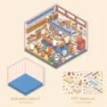 Miniatur-Izakaya 3D-Sticker-Set enthält 1 Hintergrundkarte und 2 PET-Bögen für DIY-Spaß. - Izakaya-Hütte