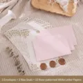 Elegant vintage stationary writing paper set with pink envelopes and wax seals - 3 Envelopes + 10 White Rose Letter Sheets + 3 Wax Seals / Pink