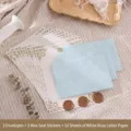 Vintage stationery set with 3 light blue envelopes, 3 bronze wax seals and 10 rose letter sheets - 3 Envelopes + 10 White Rose Letter Sheets + 3 Wax Seals / Light Blue