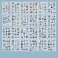 24 sheets of premium vintage blue European style PET washi stickers for DIY journaling - 24 Sheets/Pack / Blue Vintage Theme