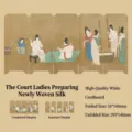Ancient Chinese painting themed folding bookmark made of premium white cardstock - Court Ladies Preparing Silk / 5 Pieces/Pack
