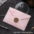 Hellrosa Umschlag mit Marmorstruktur, Vintage Wachssiegel und elegantem Retro Stift - Hellrosa 1 Umschlag + 1 Wachssiegel