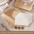 Vintage stationery set with 10 kraft sheets, 3 white envelopes and 3 bronze wax seals - 3 Envelopes + 10 Kraft Lined Letter Sheets + 3 Wax Seals / White