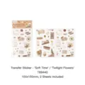 Vintage 'Soft Time' series floral transfer stickers for scrapbooking DIY, 2 sheets set - 2 Sheets / Twilight Branches