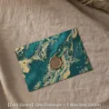 Vintage dark green envelope with gold marble pattern and a bronze wax seal sticker - 墨绿色信封+火漆贴