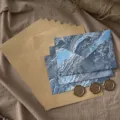 Vintage stationery set with 3 ocean blue marble envelopes 10 kraft papers 3 wax seals - 海蓝色信封套装