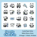 Cute panda sports themed cartoon stickers pack 40 pieces for journaling and scrapbooking - Sports Check-in