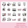 Adorable panda themed coated paper adhesive stickers for scrapbooking 40 piece set - Sweet Shop
