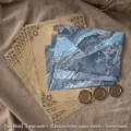 Elegant vintage sea blue marble envelope and brown kraft letter paper set with wax seals - 海蓝色信封套装(牛皮信纸)
