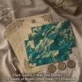 Retro dark green marble pattern envelope and kraft letter paper set with wax seals - 墨绿色信封套装(牛皮信纸)