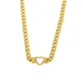 Vue détaillée d'un collier en acier inoxydable doré avec pendentif cœur ajouré - Collier (B702) / Chaîne Uniquement