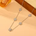Elegante roestvrijstalen ketting met verfijnde zilveren madeliefjes hangers voor dames - Kleine madeliefje ketting / Staalkleur