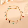 Elegant 18K verguld armband met kleurrijke emaille hangers in een druppelvormig design - Gouden Armband (D812)