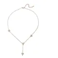 Silver stainless steel necklace with multi heart tassels detailed view - O207 Silver Color Necklace / Steel