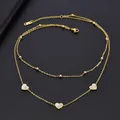 Detailed view of 18K gold plated heart necklace with mother of pearl shell inlays - Heart Necklace (C607)